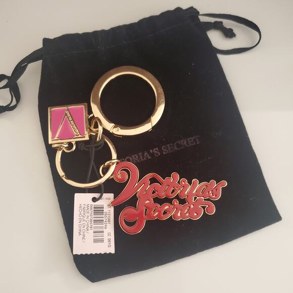Victoria's Secret Logo Keychain Ring Purse‎ Charm Velvet Pouch New with Tags - Picture 1 of 5